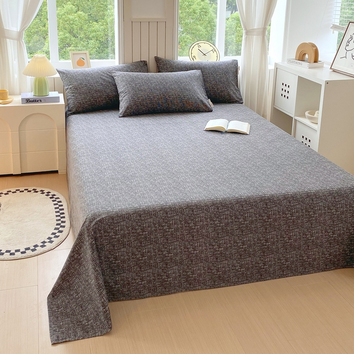 91家纺网 家纺一手货源 找家纺 春皖家纺 2025新款原棉磨毛单床单 床单单件-风格一 知性灰