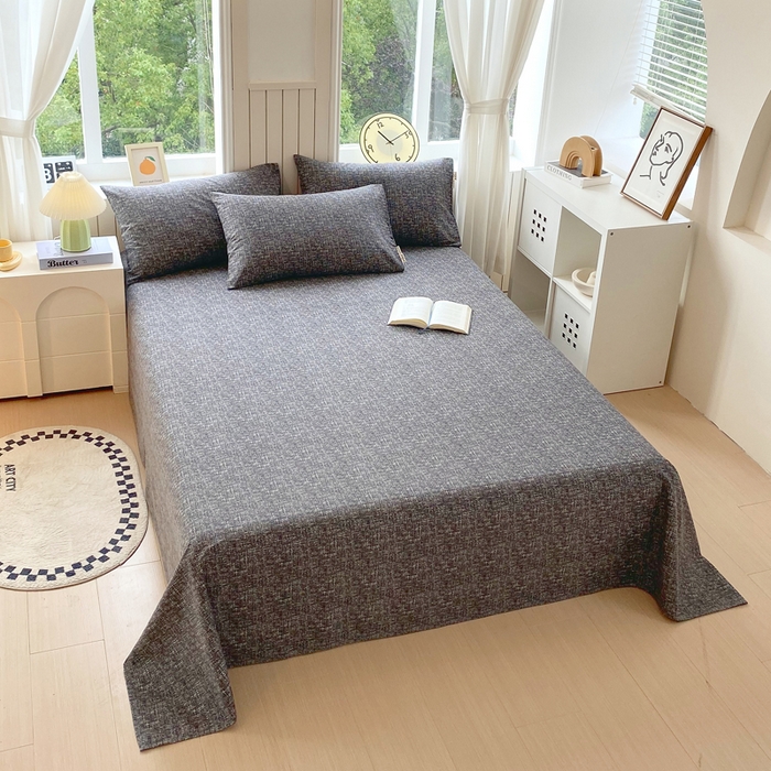 91家纺网 家纺一手货源 找家纺 春皖家纺 2025新款原棉磨毛单床单 床单单件-风格一 知性灰