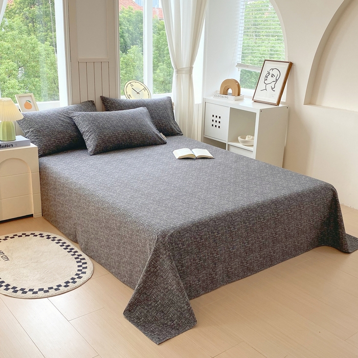 91家纺网 家纺一手货源 找家纺 春皖家纺 2025新款原棉磨毛单床单 床单单件-风格一 知性灰