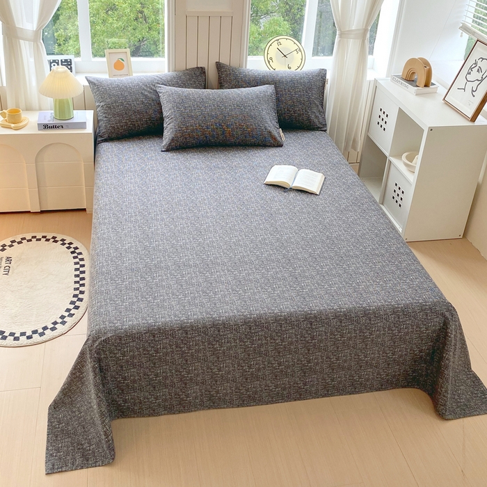 91家纺网 家纺一手货源 找家纺 春皖家纺 2025新款原棉磨毛单床单 床单单件-风格一 知性灰