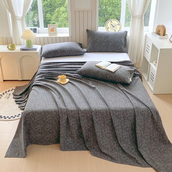 91家纺网 家纺一手货源 找家纺 春皖家纺 2025新款原棉磨毛单床单 床单单件-风格一 知性灰