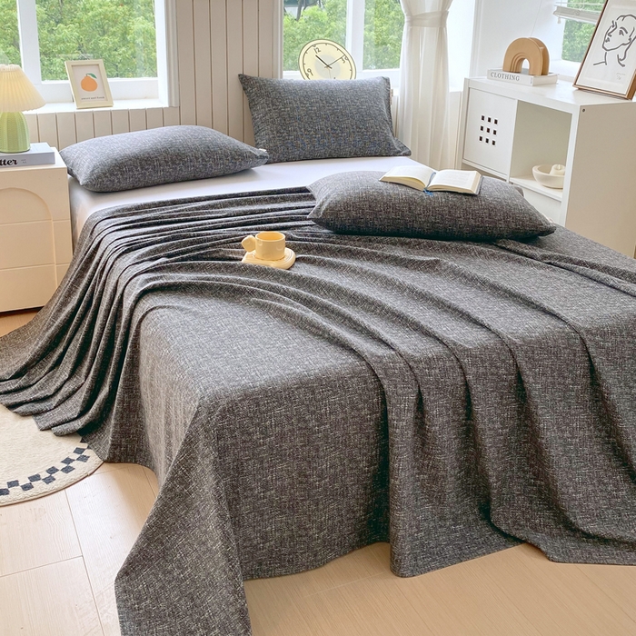 91家纺网 家纺一手货源 找家纺 春皖家纺 2025新款原棉磨毛单床单 床单单件-风格一 知性灰