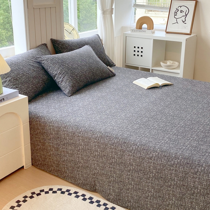 91家纺网 家纺一手货源 找家纺 春皖家纺 2025新款原棉磨毛单床单 床单单件-风格一 知性灰