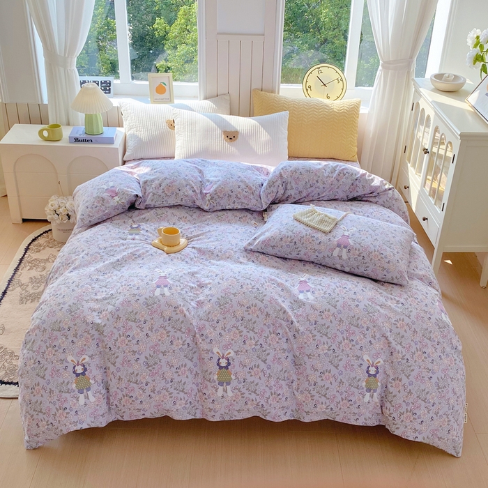 春皖家纺 2025新款原棉磨毛单被套 被套单件-风格一 萌萌兔