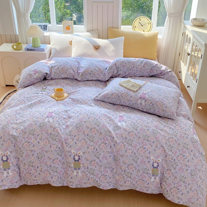 91家纺网 家纺一手货源 找家纺 春皖家纺 2025新款原棉磨毛单被套 被套单件-风格一 萌萌兔