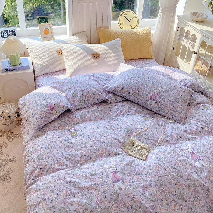 91家纺网 家纺一手货源 找家纺 春皖家纺 2025新款原棉磨毛单被套 被套单件-风格一 萌萌兔