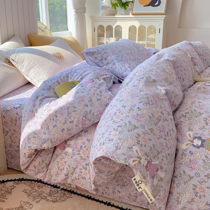 91家纺网 家纺一手货源 找家纺 春皖家纺 2025新款原棉磨毛单被套 被套单件-风格一 萌萌兔