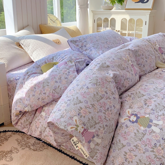 91家纺网 家纺一手货源 找家纺 春皖家纺 2025新款原棉磨毛单被套 被套单件-风格一 萌萌兔