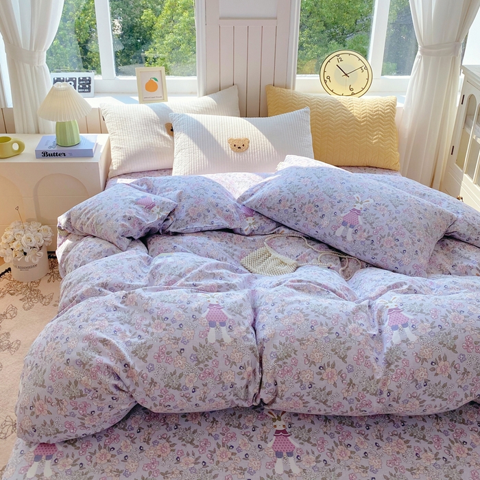 91家纺网 家纺一手货源 找家纺 春皖家纺 2025新款原棉磨毛单被套 被套单件-风格一 萌萌兔