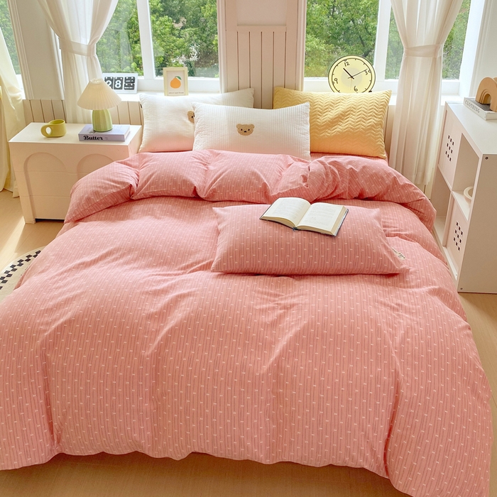 91家纺网 家纺一手货源 找家纺 春皖家纺 2026新款原棉磨毛单被套 被套单件-风格一 梦妮粉