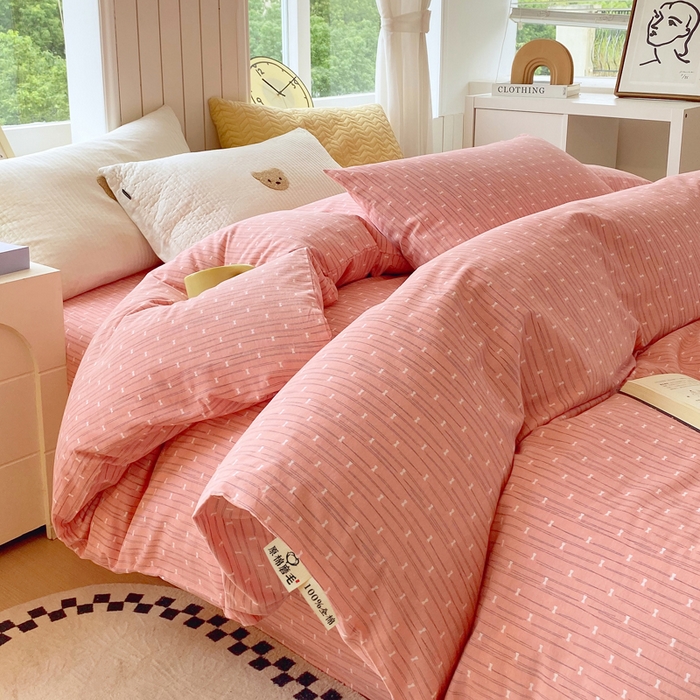 91家纺网 家纺一手货源 找家纺 春皖家纺 2026新款原棉磨毛单被套 被套单件-风格一 梦妮粉