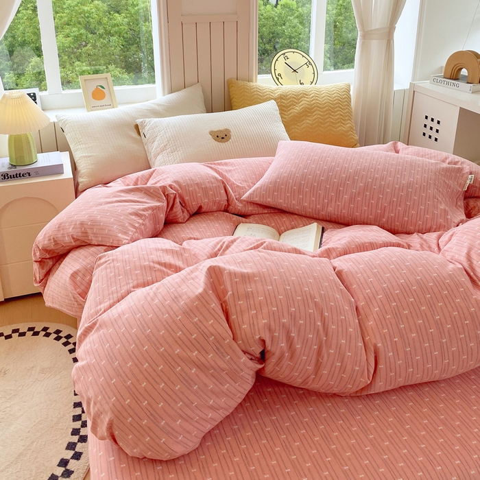 91家纺网 家纺一手货源 找家纺 春皖家纺 2026新款原棉磨毛单被套 被套单件-风格一 梦妮粉