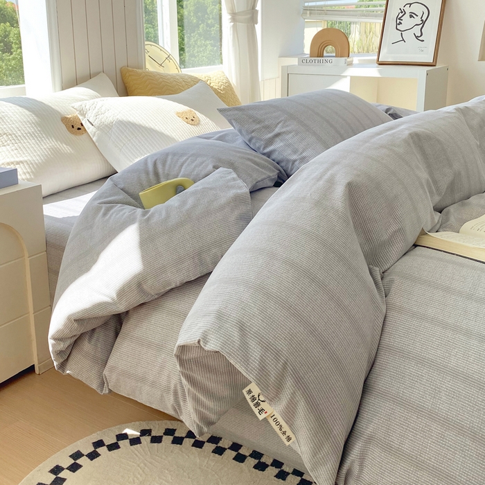 91家纺网 家纺一手货源 找家纺 春皖家纺 2025新款原棉磨毛单被套 被套单件-风格一 暮山灰