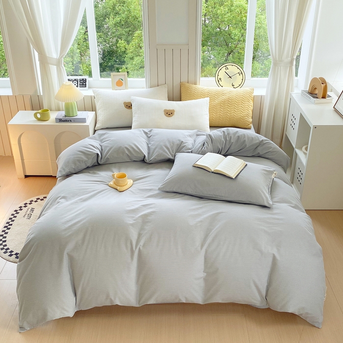 春皖家纺 2025新款原棉磨毛单被套 被套单件-风格一 雾灰细语