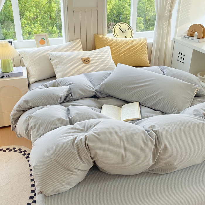 91家纺网 家纺一手货源 找家纺 春皖家纺 2025新款原棉磨毛单被套 被套单件-风格一 雾灰细语