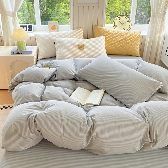 91家纺网 家纺一手货源 找家纺 春皖家纺 2025新款原棉磨毛单被套 被套单件-风格一 雾灰细语