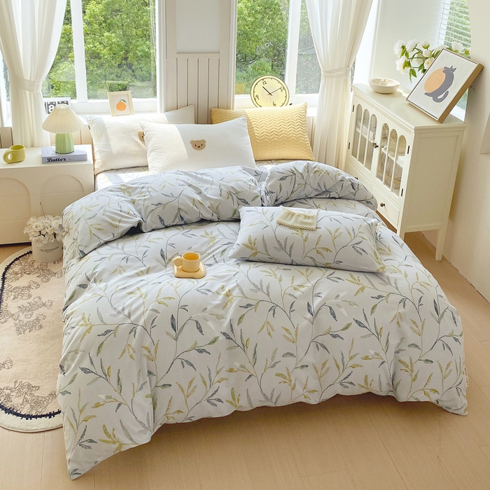 91家纺网 家纺一手货源 找家纺 春皖家纺 2025新款原棉磨毛单被套 被套单件-风格一 叶晴川