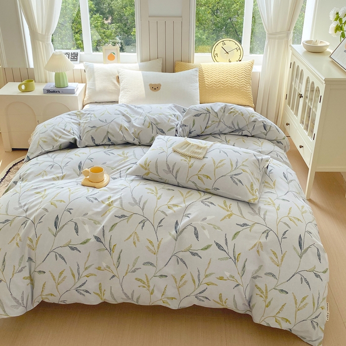 91家纺网 家纺一手货源 找家纺 春皖家纺 2025新款原棉磨毛单被套 被套单件-风格一 叶晴川