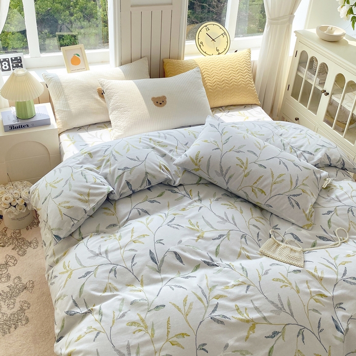 91家纺网 家纺一手货源 找家纺 春皖家纺 2025新款原棉磨毛单被套 被套单件-风格一 叶晴川