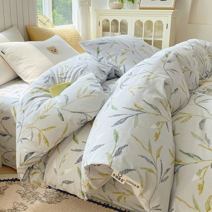 91家纺网 家纺一手货源 找家纺 春皖家纺 2025新款原棉磨毛单被套 被套单件-风格一 叶晴川