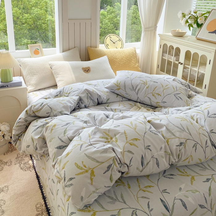 91家纺网 家纺一手货源 找家纺 春皖家纺 2025新款原棉磨毛单被套 被套单件-风格一 叶晴川