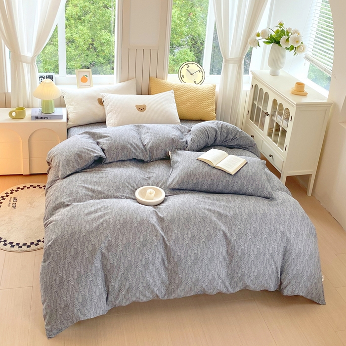 91家纺网 家纺一手货源 找家纺 春皖家纺 2025新款原棉磨毛单被套 被套单件-风格一 叶相思