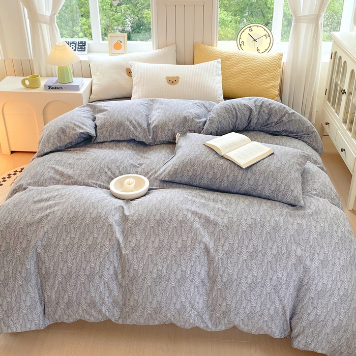 91家纺网 家纺一手货源 找家纺 春皖家纺 2025新款原棉磨毛单被套 被套单件-风格一 叶相思