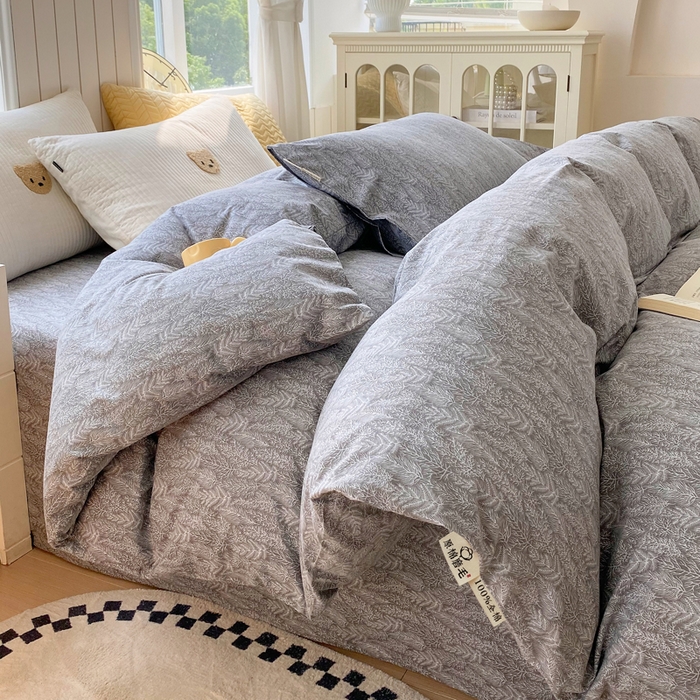 91家纺网 家纺一手货源 找家纺 春皖家纺 2025新款原棉磨毛单被套 被套单件-风格一 叶相思