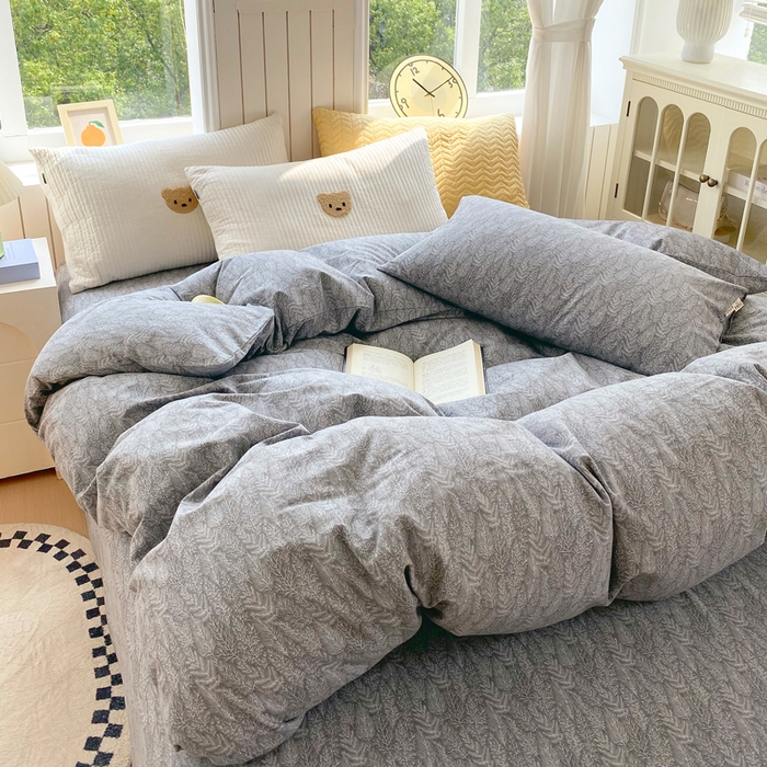 91家纺网 家纺一手货源 找家纺 春皖家纺 2025新款原棉磨毛单被套 被套单件-风格一 叶相思