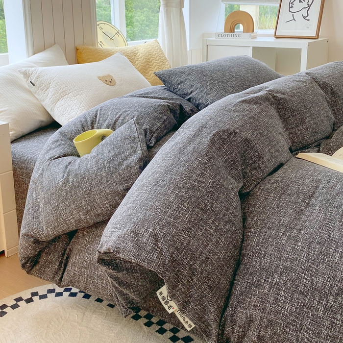 91家纺网 家纺一手货源 找家纺 春皖家纺 2025新款原棉磨毛单被套 被套单件-风格一 知性灰