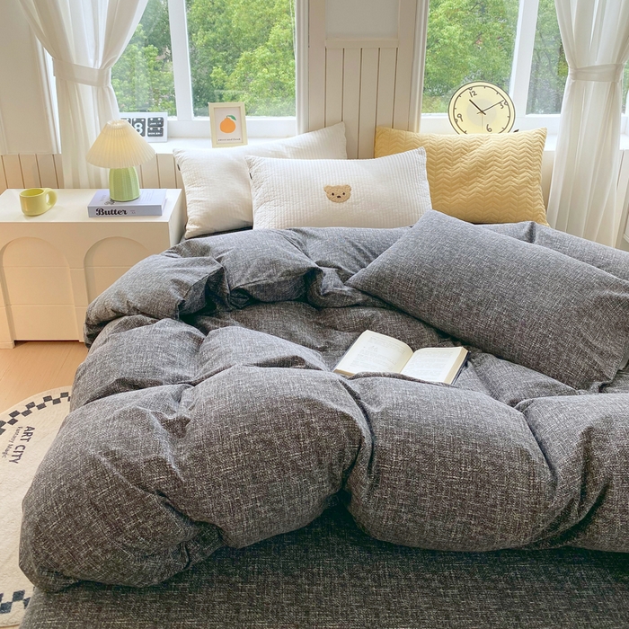 91家纺网 家纺一手货源 找家纺 春皖家纺 2025新款原棉磨毛单被套 被套单件-风格一 知性灰