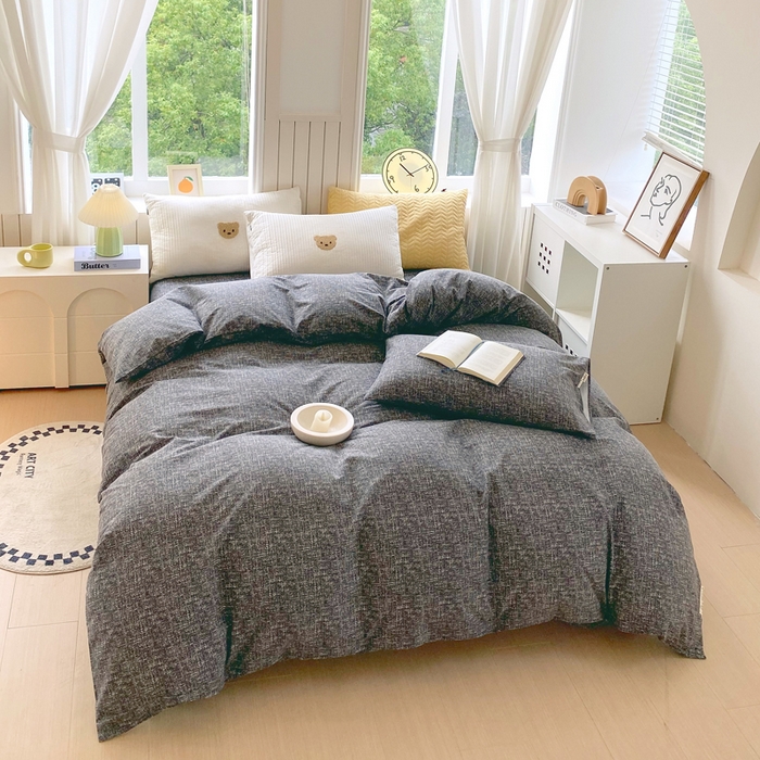 91家纺网 家纺一手货源 找家纺 春皖家纺 2025新款原棉磨毛单被套 被套单件-风格一 知性灰