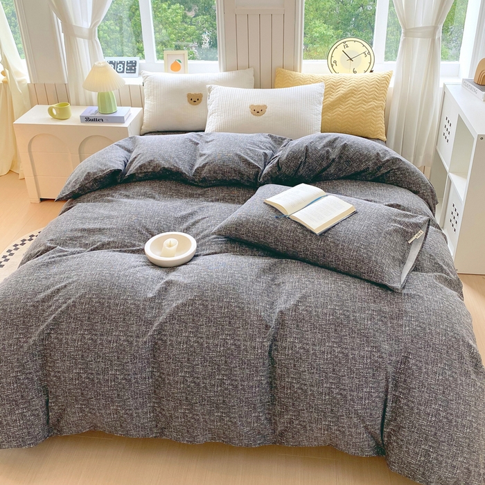 91家纺网 家纺一手货源 找家纺 春皖家纺 2025新款原棉磨毛单被套 被套单件-风格一 知性灰