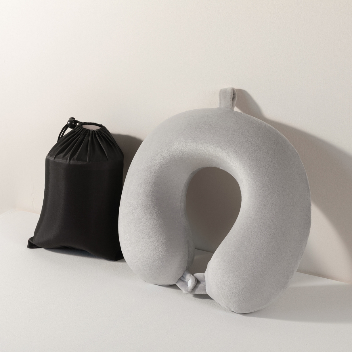 金喜 2025新款宝宝绒U型记忆棉枕u型枕枕头枕芯午睡枕-宝宝绒款 岩石灰-绒款