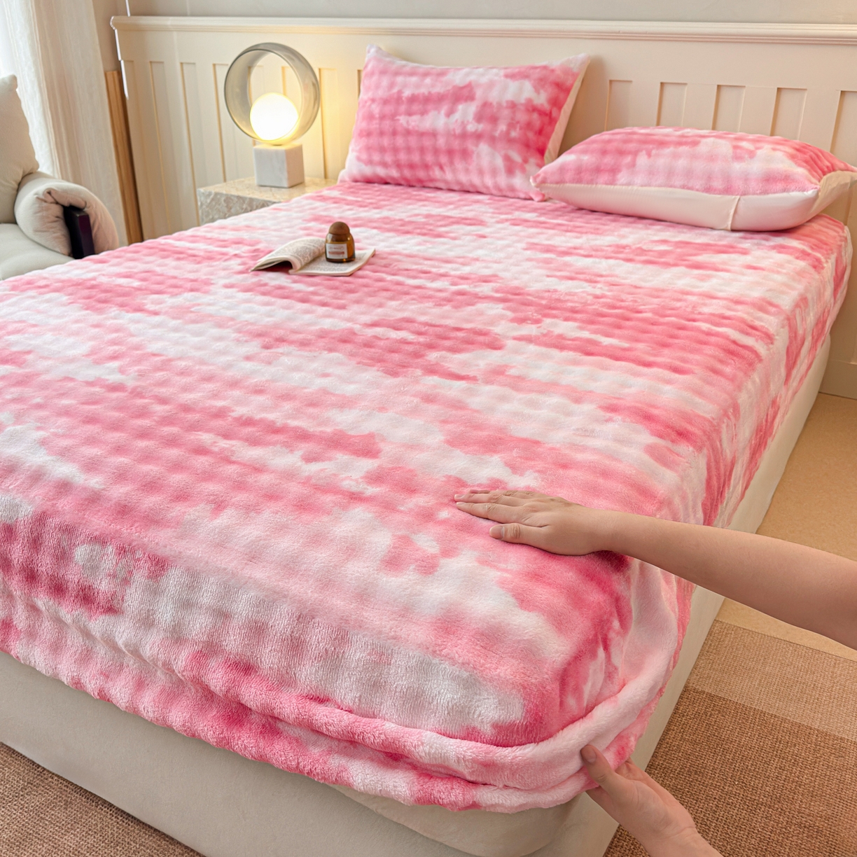 2025新款兔毛绒高克重保暖床笠 席梦思床笠 云端-脂粉