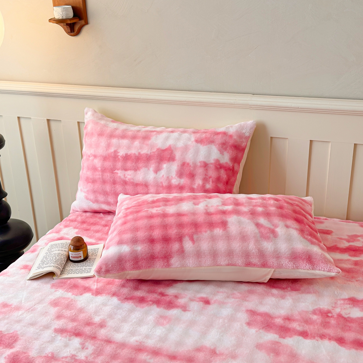 91家纺网 家纺一手货源 找家纺 2025新款兔毛绒高克重保暖床笠 席梦思床笠云端-脂粉