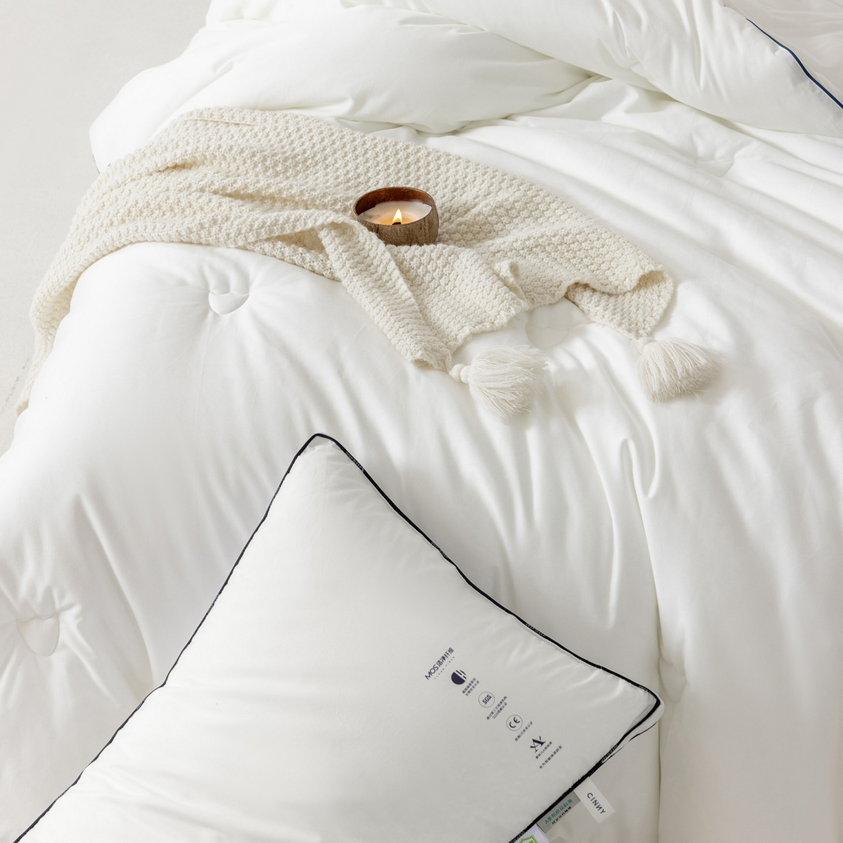 91家纺网 家纺一手货源 找家纺 （总）CINNY馨宜 2025新款MOS洁净纤维低致敏抗菌防螨长绒棉冬被春秋被子被芯 全棉冬被 抗菌冬被