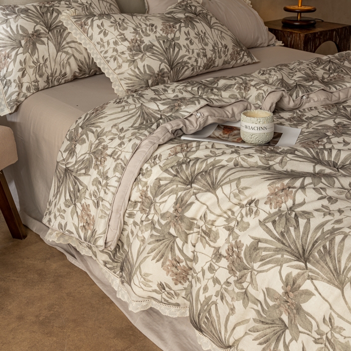 91家纺网 家纺一手货源 找家纺 （总）馨宜 2025水柔砂洗全棉大豆被（免套被套）二合一五件套 全棉冬被春秋被子母被纤维被春秋被四件套