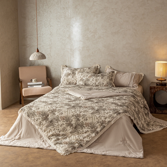 91家纺网 家纺一手货源 找家纺 （总）馨宜 2025水柔砂洗全棉大豆被（免套被套）二合一五件套 全棉冬被春秋被子母被纤维被春秋被四件套