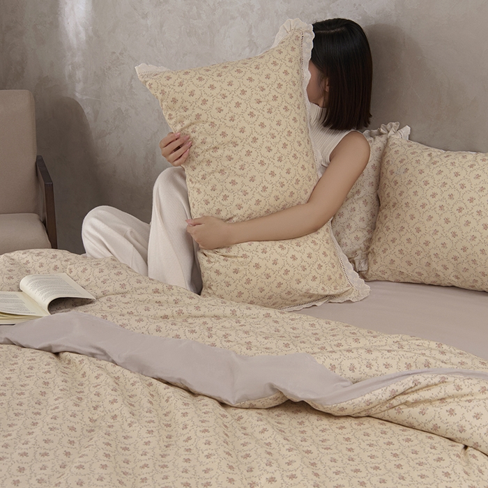 91家纺网 家纺一手货源 找家纺 CINNY馨宜 2025新款全棉水柔砂洗可水洗二合一五件套（免套被套）大豆被冬被春秋被子母被 莫奈花园