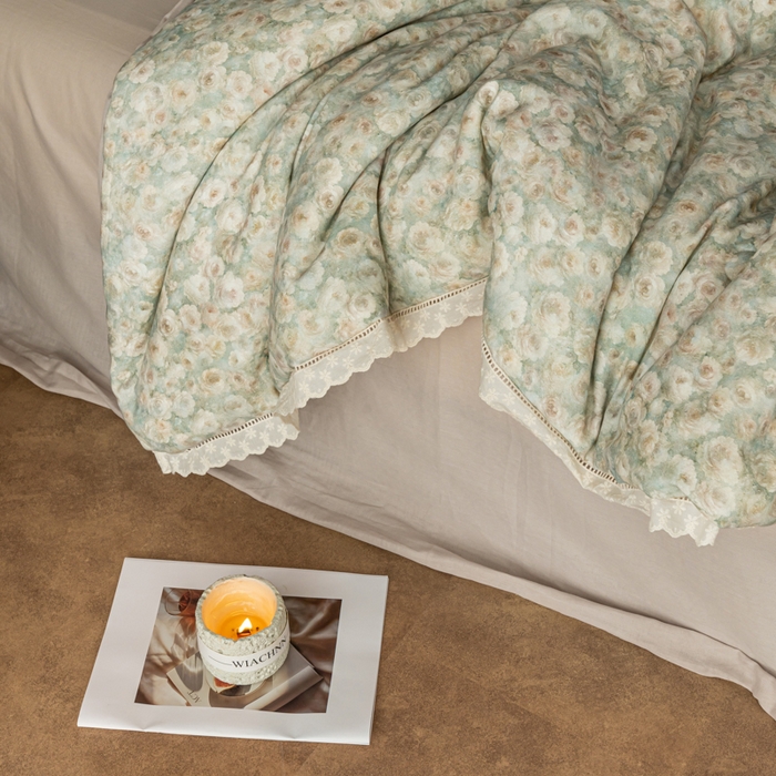 91家纺网 家纺一手货源 找家纺 CINNY馨宜 2025新款全棉水柔砂洗可水洗二合一五件套（免套被套）大豆被冬被春秋被子母被 光影絮语