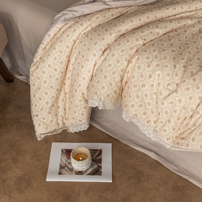 91家纺网 家纺一手货源 找家纺 CINNY馨宜 2025新款全棉水柔砂洗可水洗二合一五件套（免套被套）大豆被冬被春秋被子母被 莫奈花园