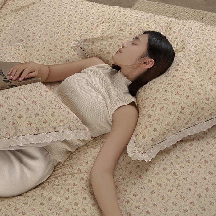 91家纺网 家纺一手货源 找家纺 CINNY馨宜 2025新款全棉水柔砂洗可水洗二合一五件套（免套被套）大豆被冬被春秋被子母被 莫奈花园