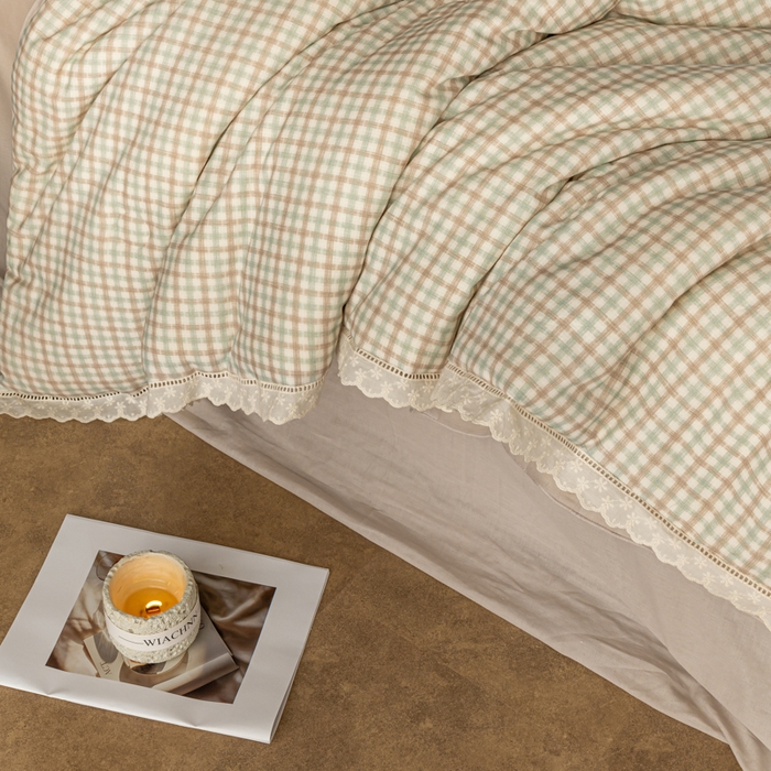 91家纺网 家纺一手货源 找家纺 CINNY馨宜 2025新款全棉水柔砂洗可水洗二合一五件套（免套被套）大豆被冬被春秋被子母被 花样年华