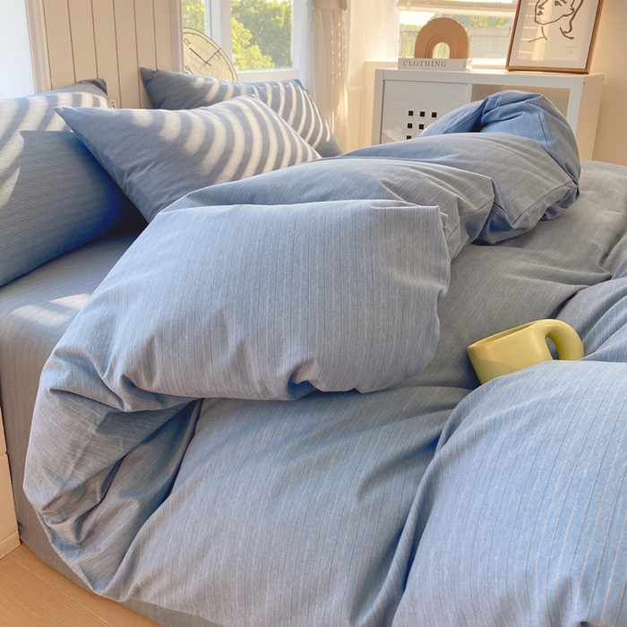 91家纺网 家纺一手货源 找家纺 春皖家纺 2025新款原棉磨毛四件套-风格一 柏林蓝