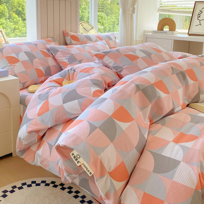 春皖家纺 2025新款原棉磨毛四件套-风格一 几何梦