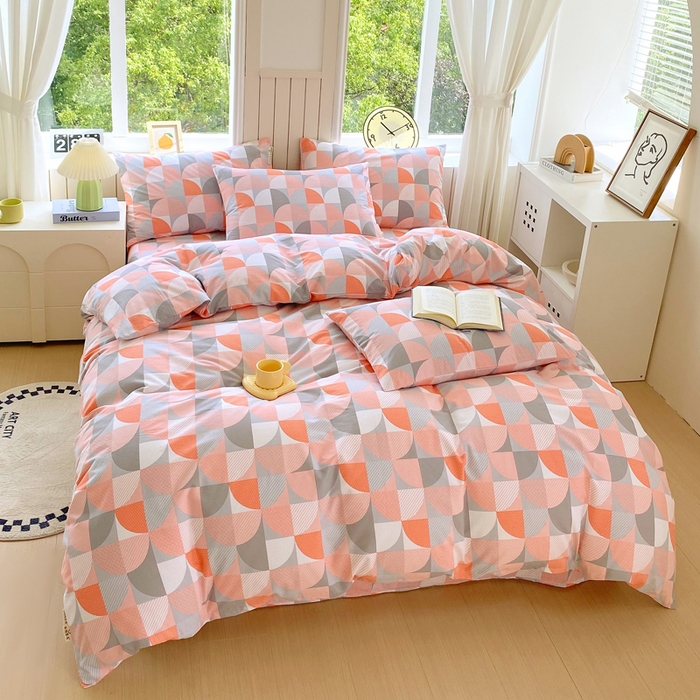 91家纺网 家纺一手货源 找家纺 春皖家纺 2025新款原棉磨毛四件套-风格一 几何梦