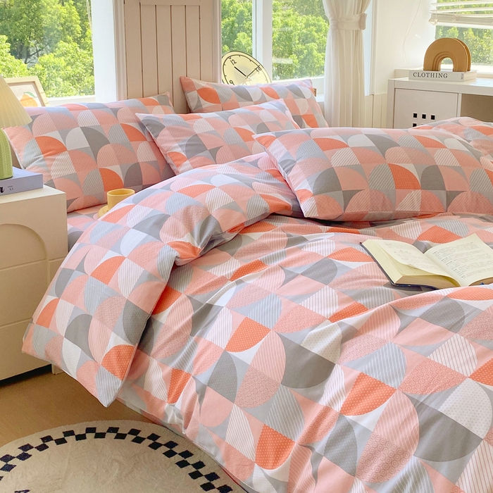 91家纺网 家纺一手货源 找家纺 春皖家纺 2025新款原棉磨毛四件套-风格一 几何梦