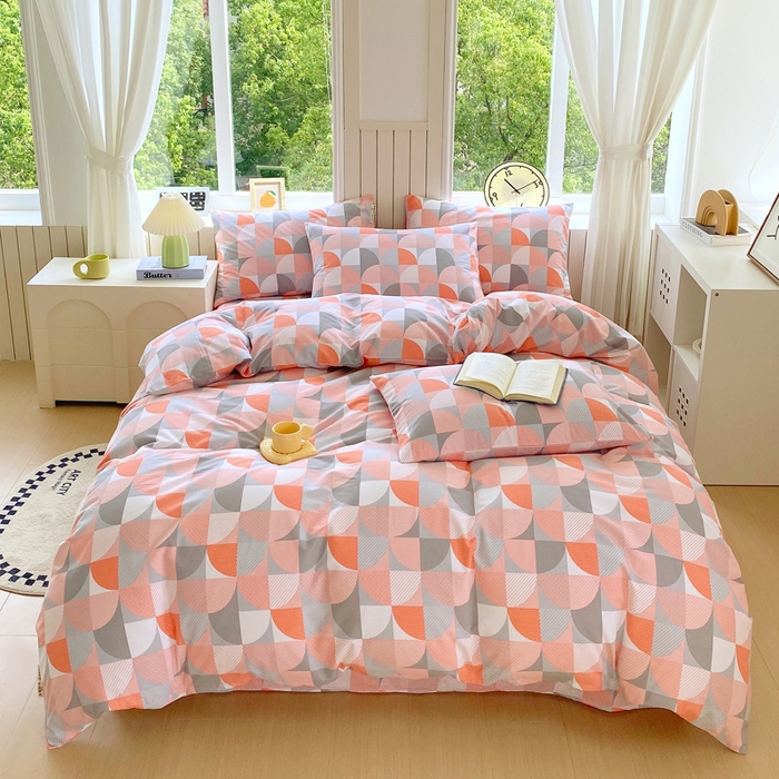 91家纺网 家纺一手货源 找家纺 春皖家纺 2025新款原棉磨毛四件套-风格一 几何梦