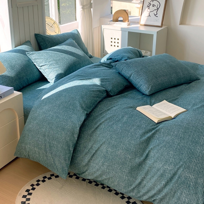 91家纺网 家纺一手货源 找家纺 春皖家纺 2025新款原棉磨毛四件套-风格一 简森绿